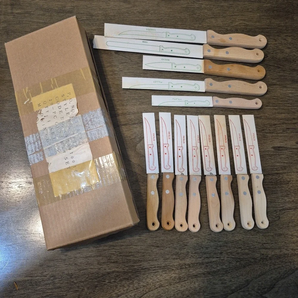 13 Chefs Collection Stainless‎ Steel Kitchen Knife Cutlery Set Wood Handles